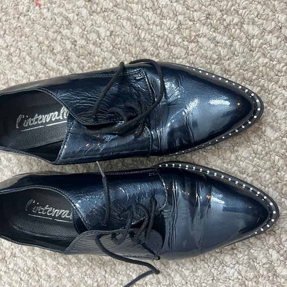 l’intervalle oxfords lace up blue black silver studded size 40 pointed toe - Picture 2 of 13